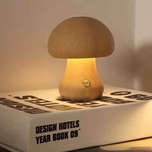 Other - Cute Mushroom Woodgrain Touch Control Dimmable Wireless Nightlight